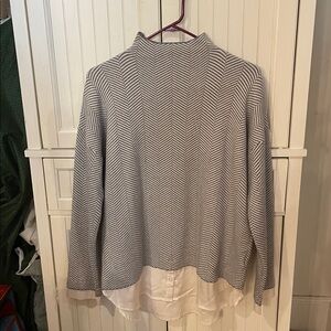 Women’s Adrienne Vittadini Gray and White Turtle Funnel Neck Sweater XL